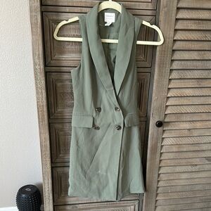 Forever 21 Olive Green Sleeveless Double-Breasted Blazer Dress size xs
